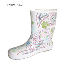 White Clean Rubber Rain Boots for Girls Rab3011